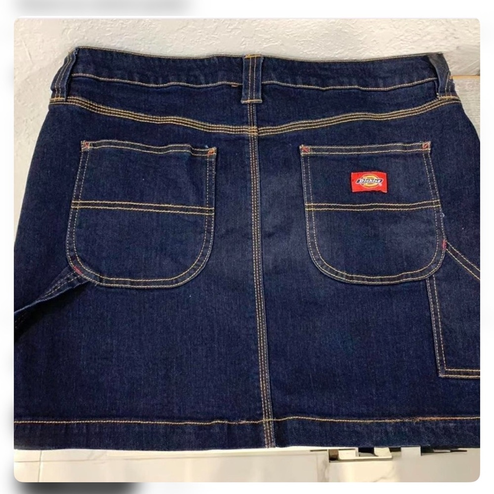 Dickies Dark Indigo Denim Skirt with Contrast Stitching